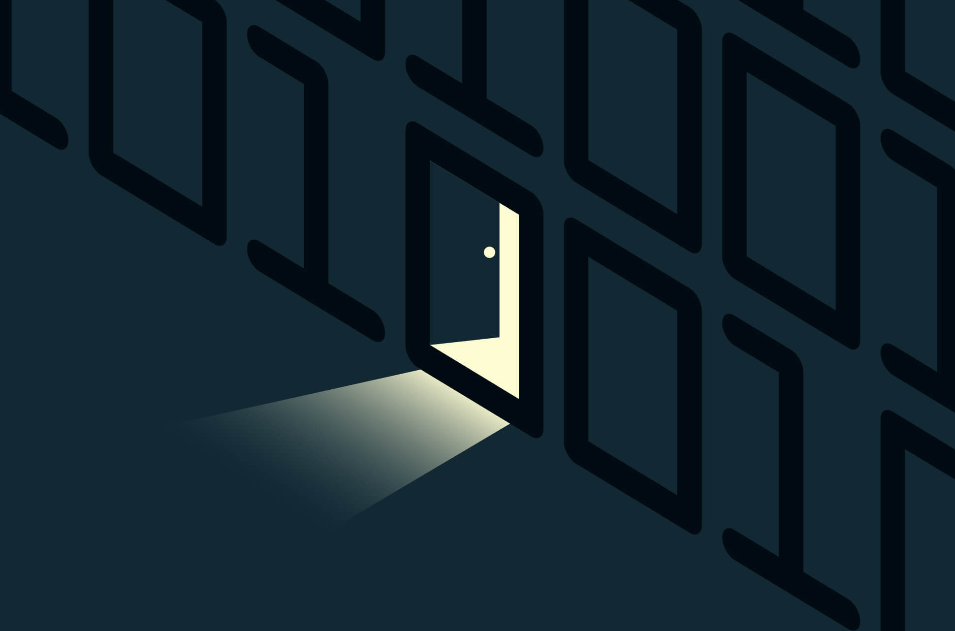 A door on a wall of code.