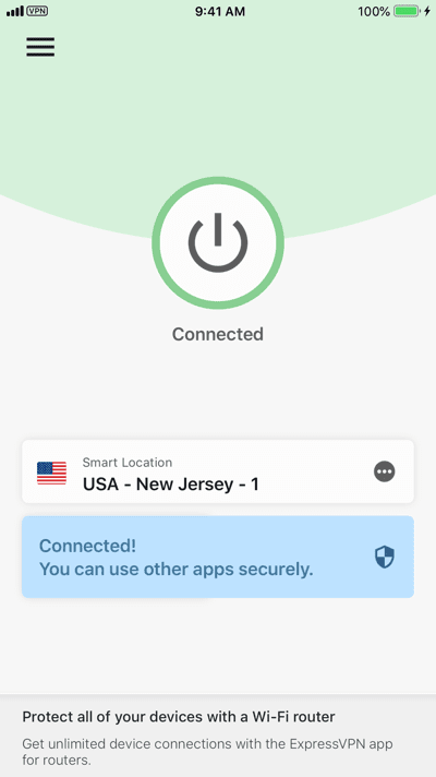 A screen shot from ExpressVPN