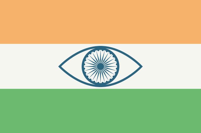 Indian flag with an eye in the middle.