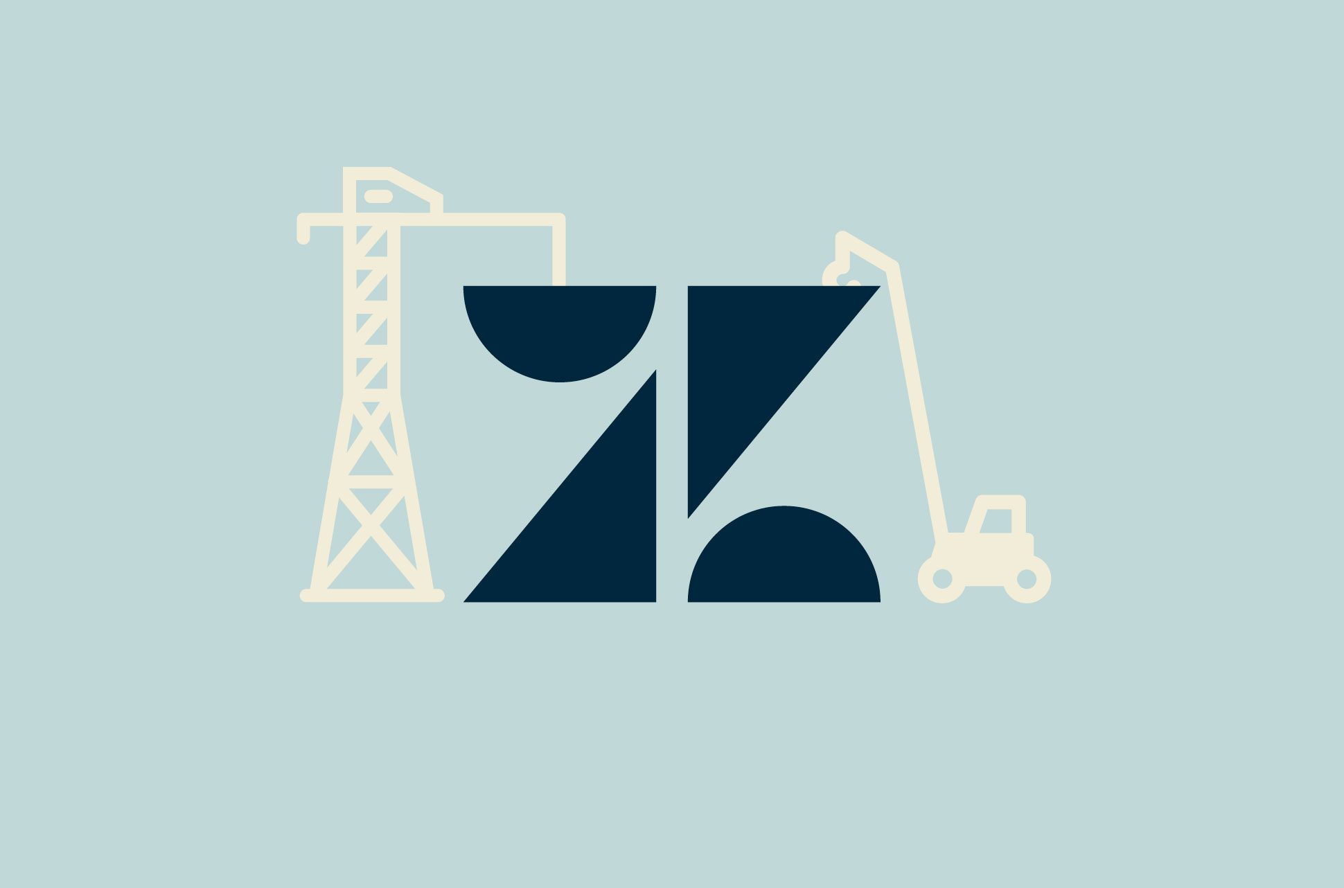 Cranes moving shapes around.