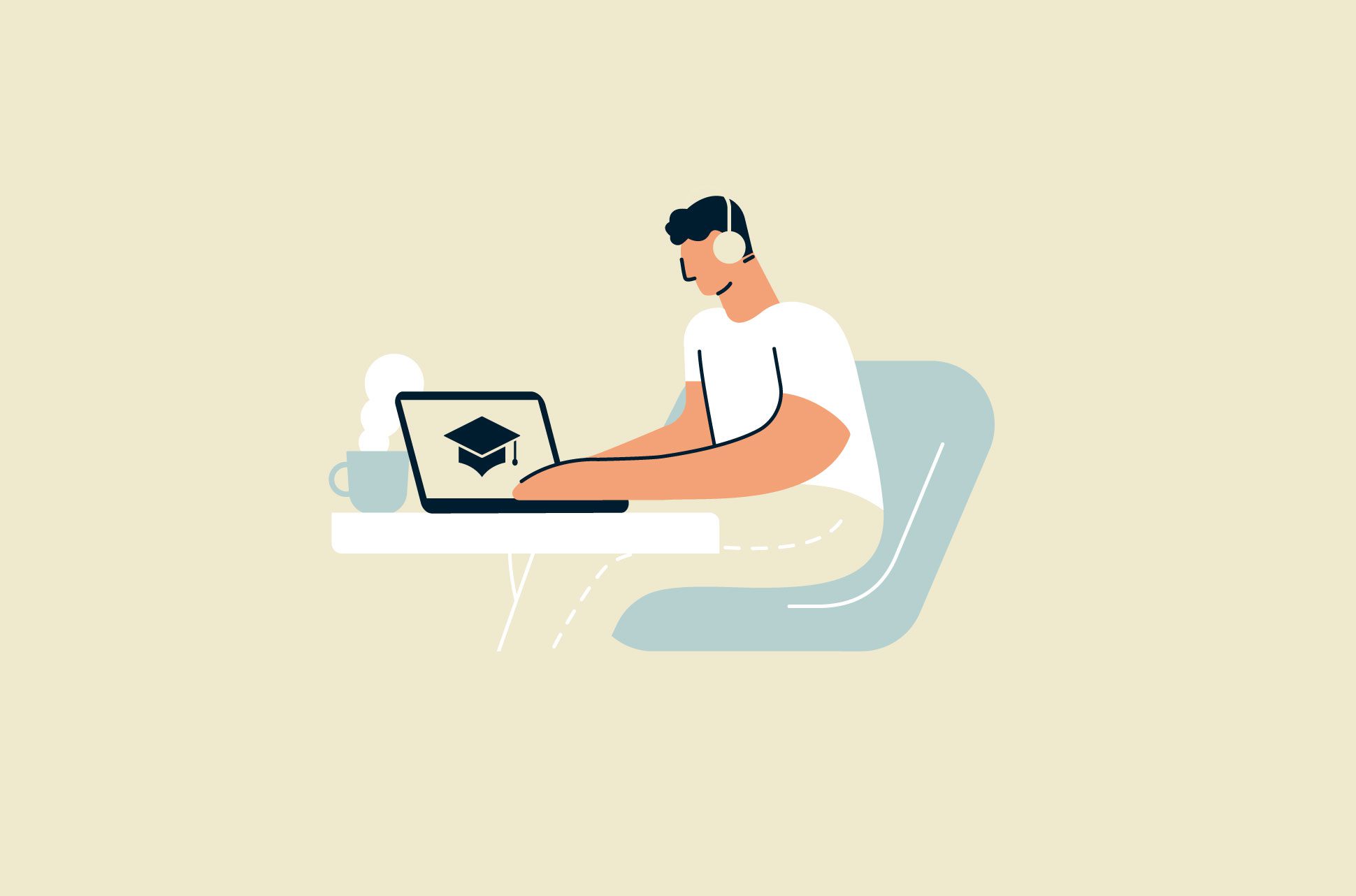 Man learning about online privacy on his laptop through ExpressVPN's free Udemy course.