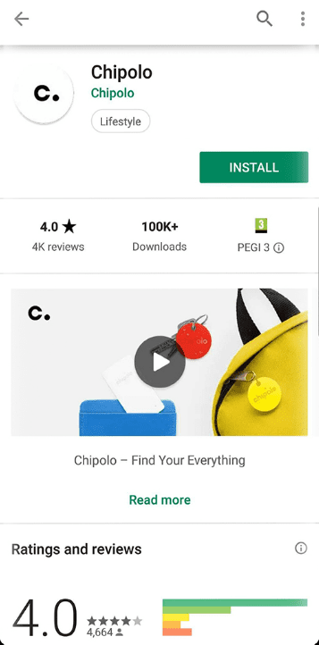 Google Play Store Chipolo Download Page On Android