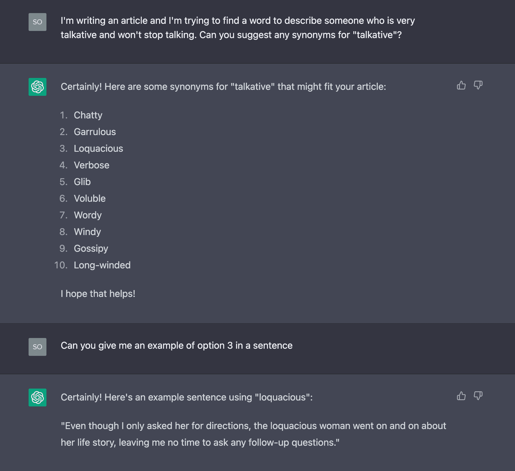 Loquacious Synonyms List