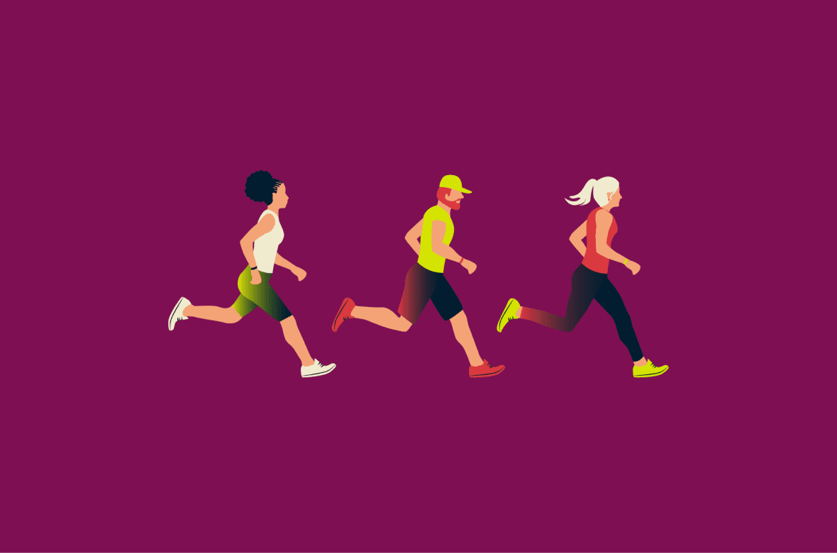 Drei Menschen beim Laufen