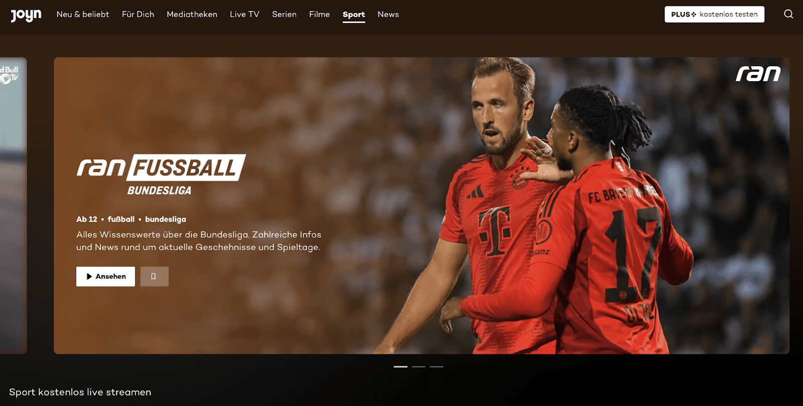 Screenshot of a Bundesliga match on ProSieben