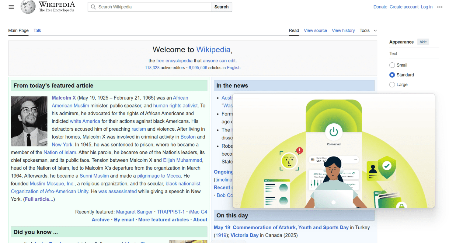 The Picture-in-Picture extension in effect, showing a video overlay, with the video playing while the user browses another tab.