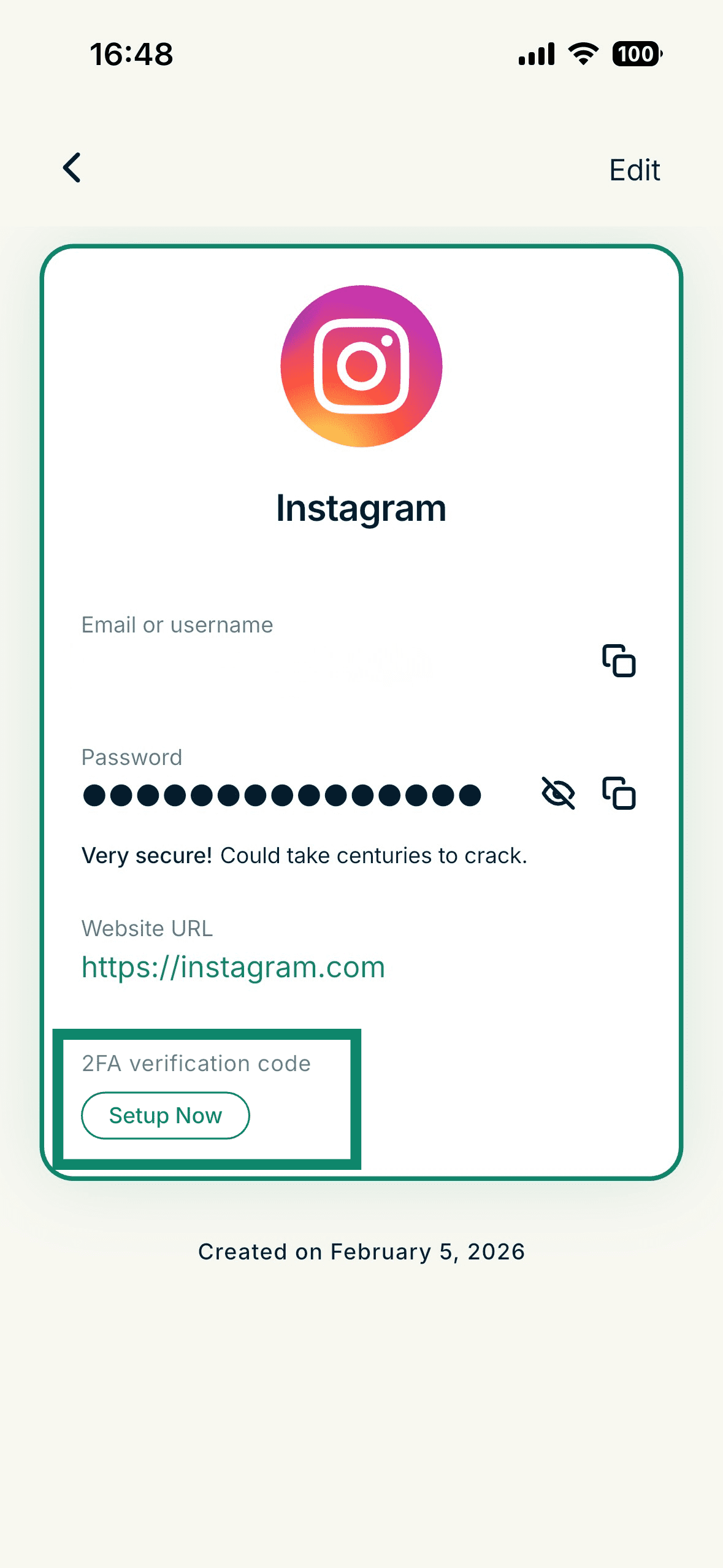 ExpressKey's login entry, highlighting the "Setup Now" button for the 2FA verification code option.