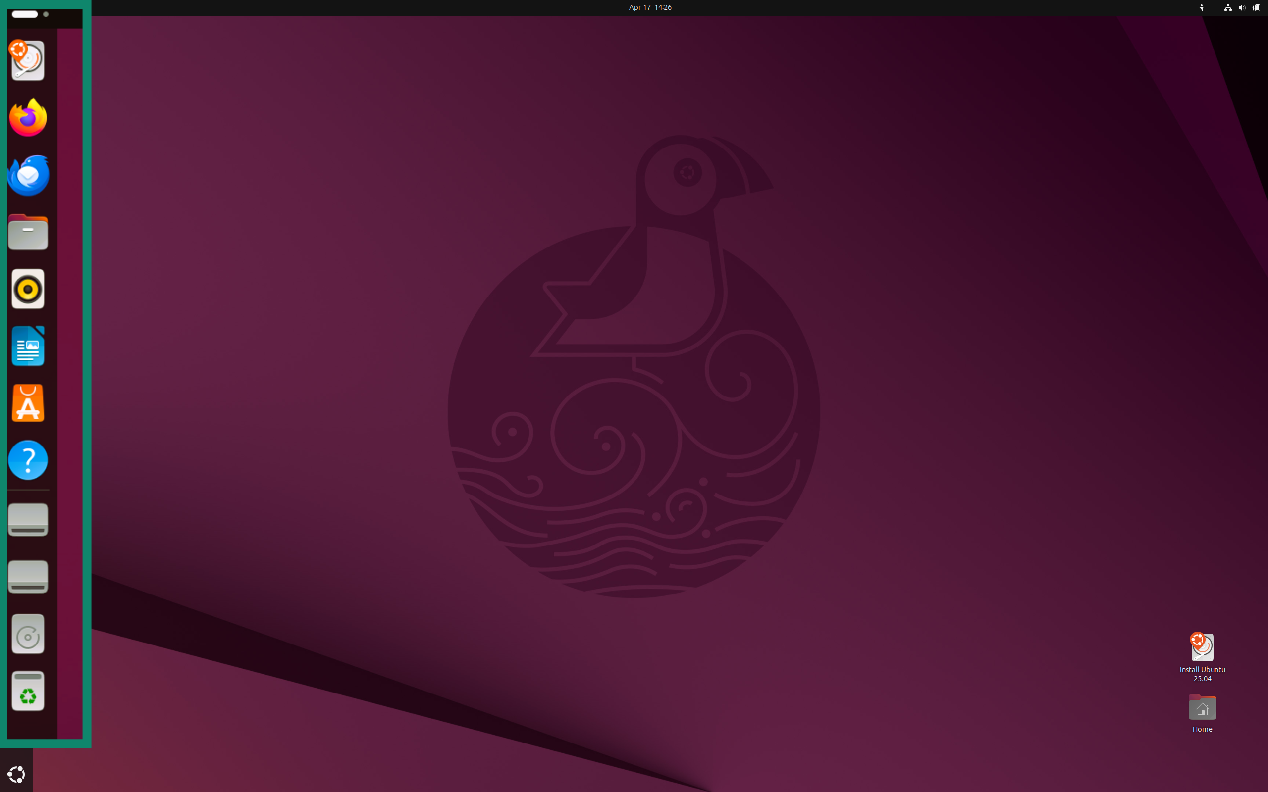 Ubuntu interface, with visible taskbar and a background wallpaper