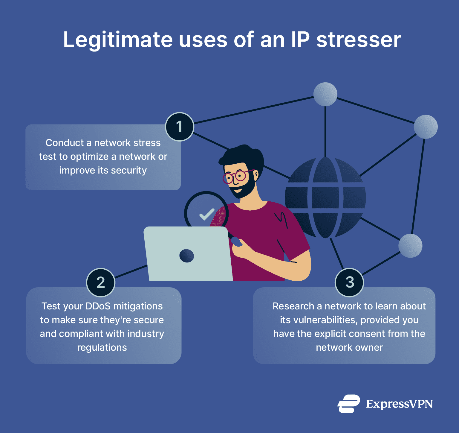 Graphic showing the legitimate uses of an IP stresser.