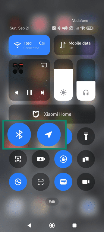 Android's quick settings menu.