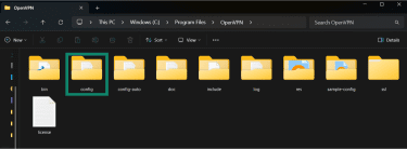 Accès au dossier config du client graphique OpenVPN.