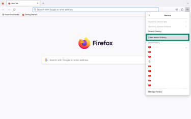 Clear recent history in Firefox on desktop.
