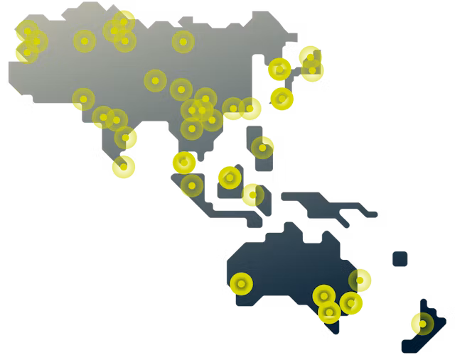 Połącz się z dziesiątkami lokalizacji serwerów w regionie Azji i Pacyfiku dzięki ogromnej globalnej sieci ExpressVPN.