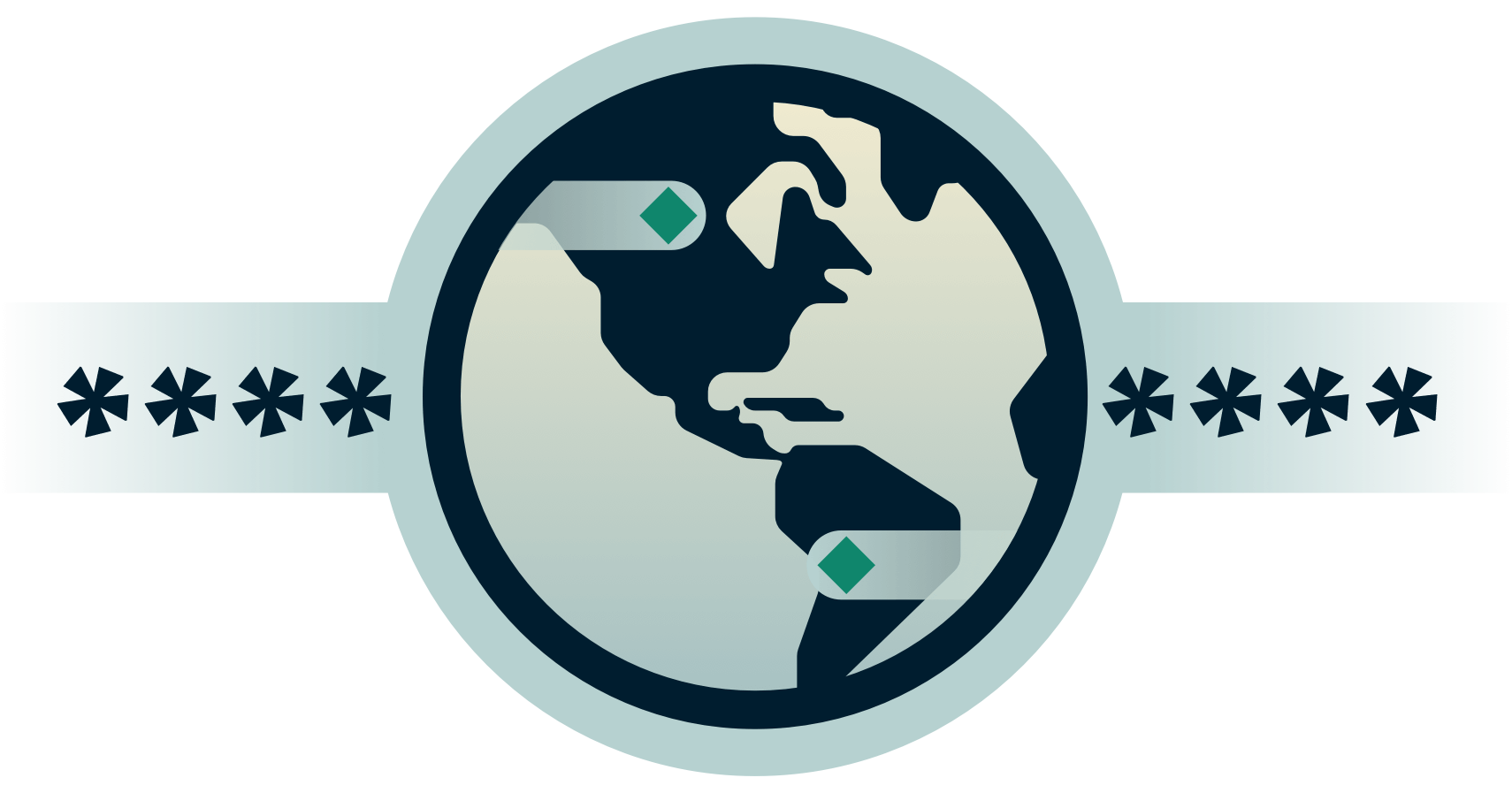 Kula ziemska pomiędzy zaszyfrowanym hasłem.