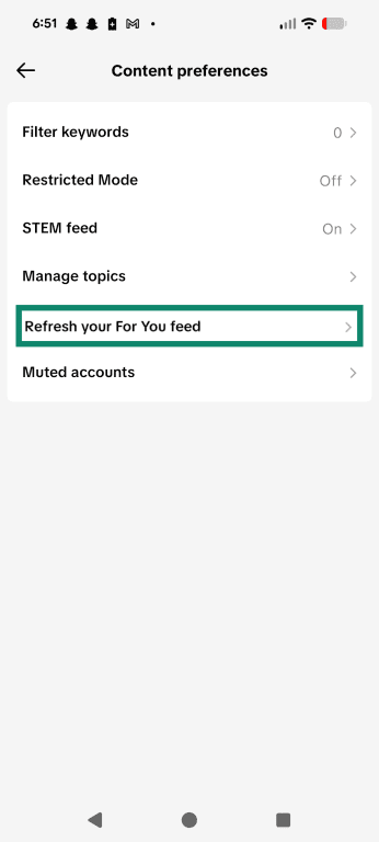 Open Refresh your For You feed to reset your preferences.