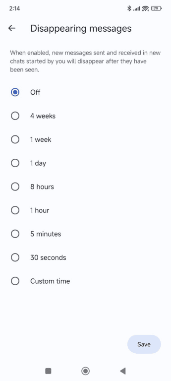 A list of times that a message can remain available before it’s deleted.