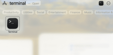 Terminal app icon shown in macOS Spotlight search results
