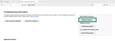 fresh Firefox on the right side of the page, and confirm when prompted