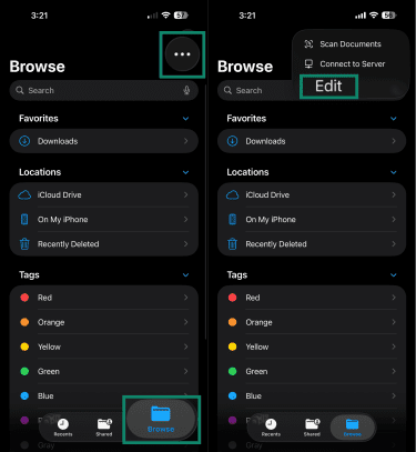 How to enable cloud storage app in the iPhone Files app.