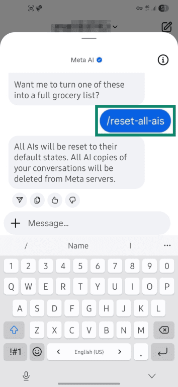 Deleting all Instagram AI conversations.