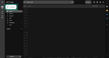 A Gmail inbox, showing the Compose button.