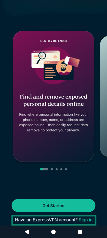  The Identity Defender sign-in page. 