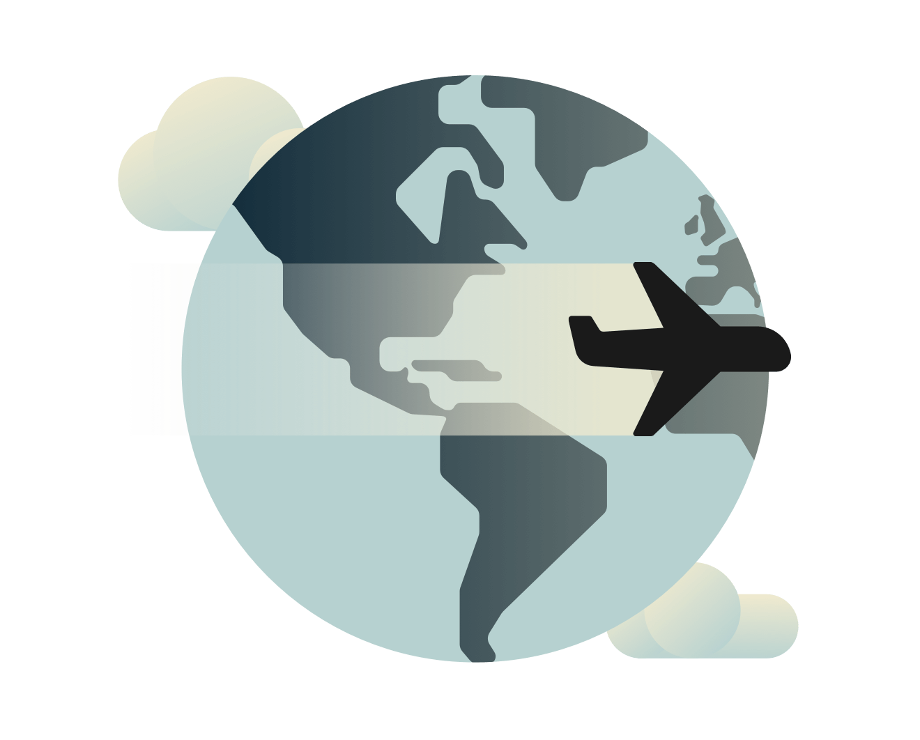 Airplane flying over the world.